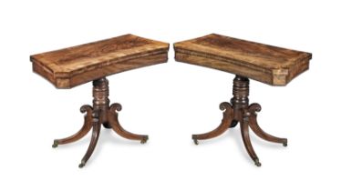 A pair of George IV mahogany concave-front card tables Circa 1825 (2)