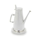 GERALD BENNEY: a silver coffee pot on stand London 1965