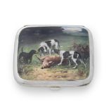 A German silver and enamel cigarette case stamped 900, and 'DIANA'