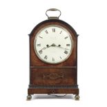 An early 19th century brass mounted and inlaid mahogany bracket clock with pull repeat the dial ...