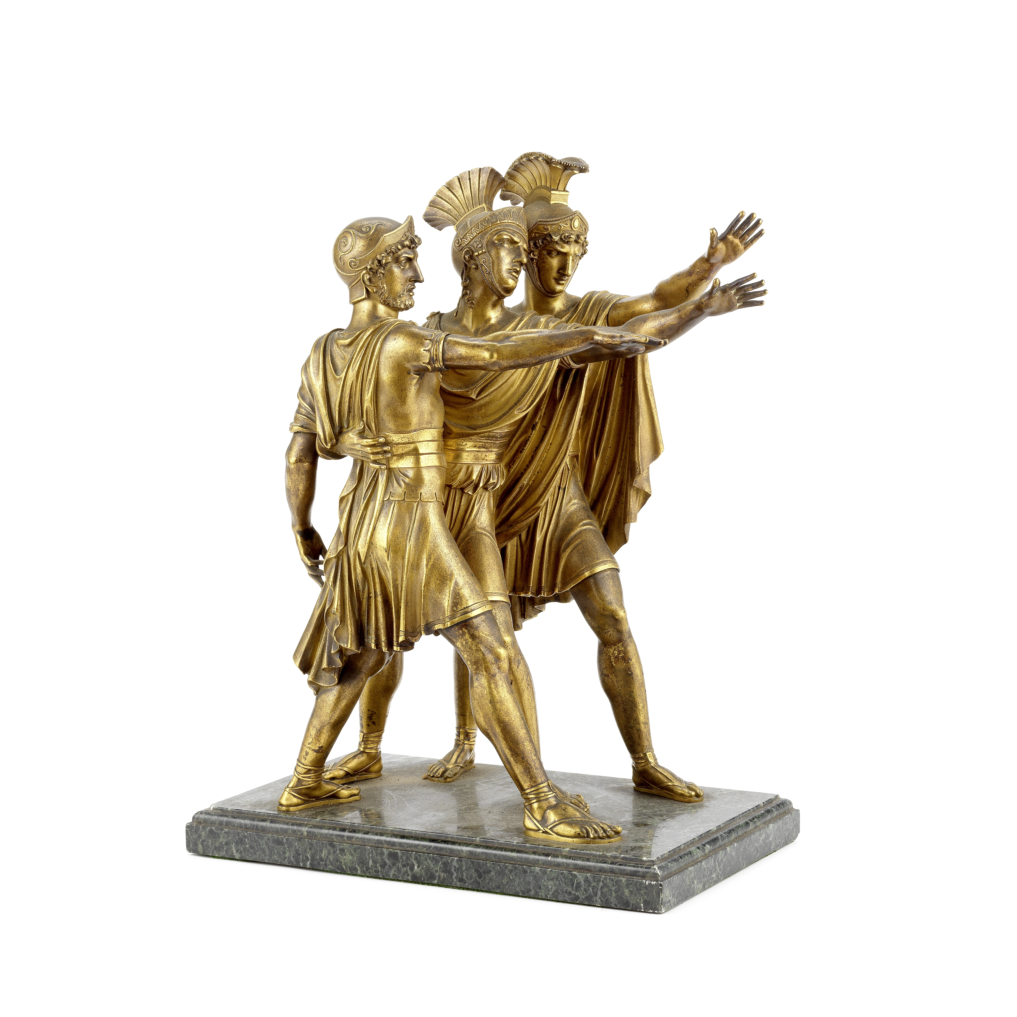 Attributed to Claude Galle (French, 1759-1815): A gilt bronze figural group of the Horatii proba...