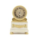 A gilt bronze and white marble single fusee drum timepiece parts early 19th century and later, t...