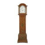 A late 18th/early 19th century and later satinwood and painted longcase clock the dial signed S...