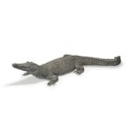 Denis Mathews (British, 1913-1997): A green verdigris patinated bronze life size model of a croc...