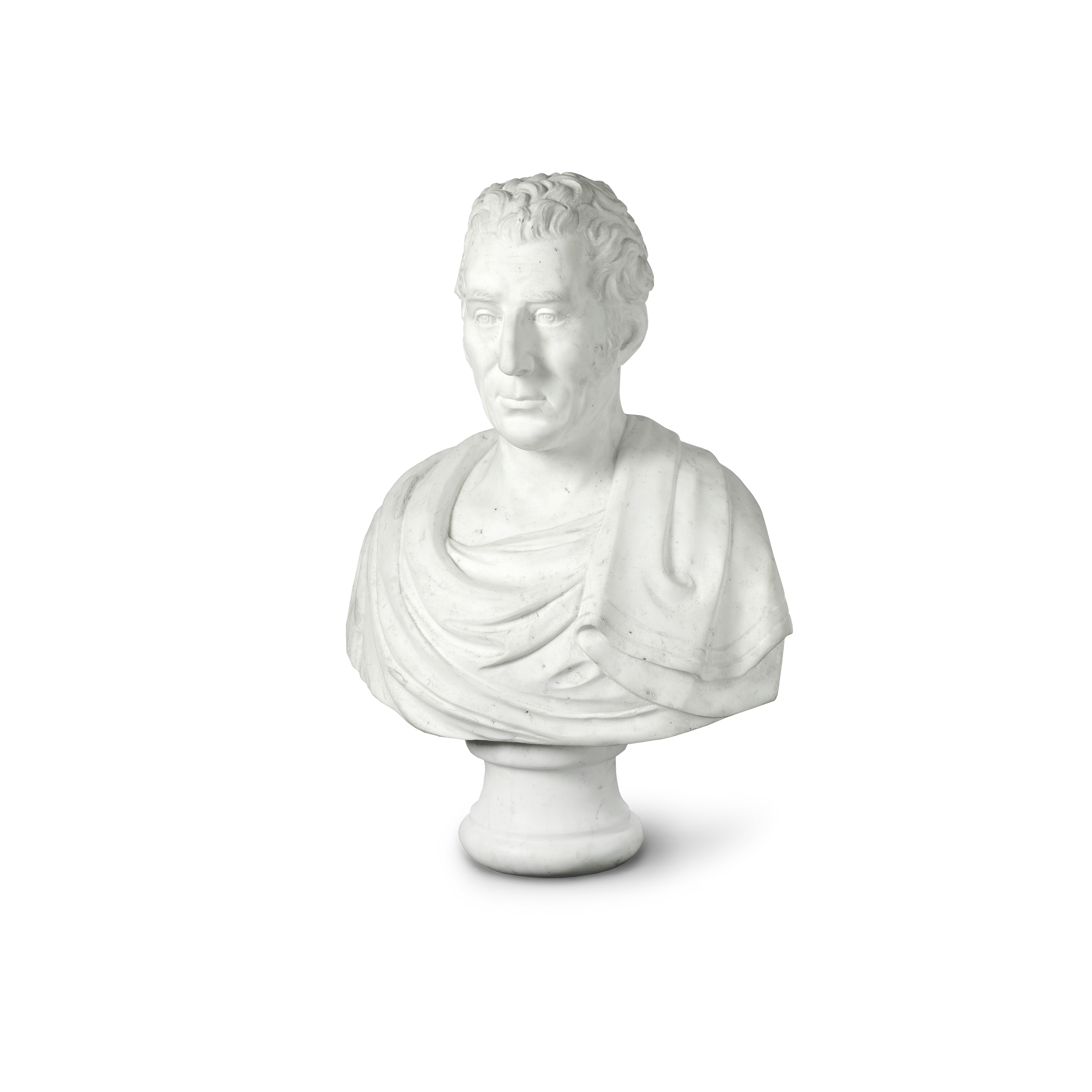 Attributed to Sir Francis Leggatt Chantrey (1781-1842): A carved white marble bust of Arthur Wel...