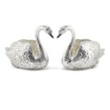 A good pair of monumental silver Swan jardinieres Neresheimer, German, crown and crescent mark, ...