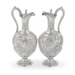 A pair of silver wine ewers Martin Hall & Co, Sheffield 1880 (2)