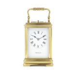An early 20th century French brass carriage clock with repeat the dial signed Primavesi Bros, Bo...