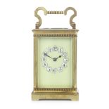 A large late 19th century French brass carriage clock