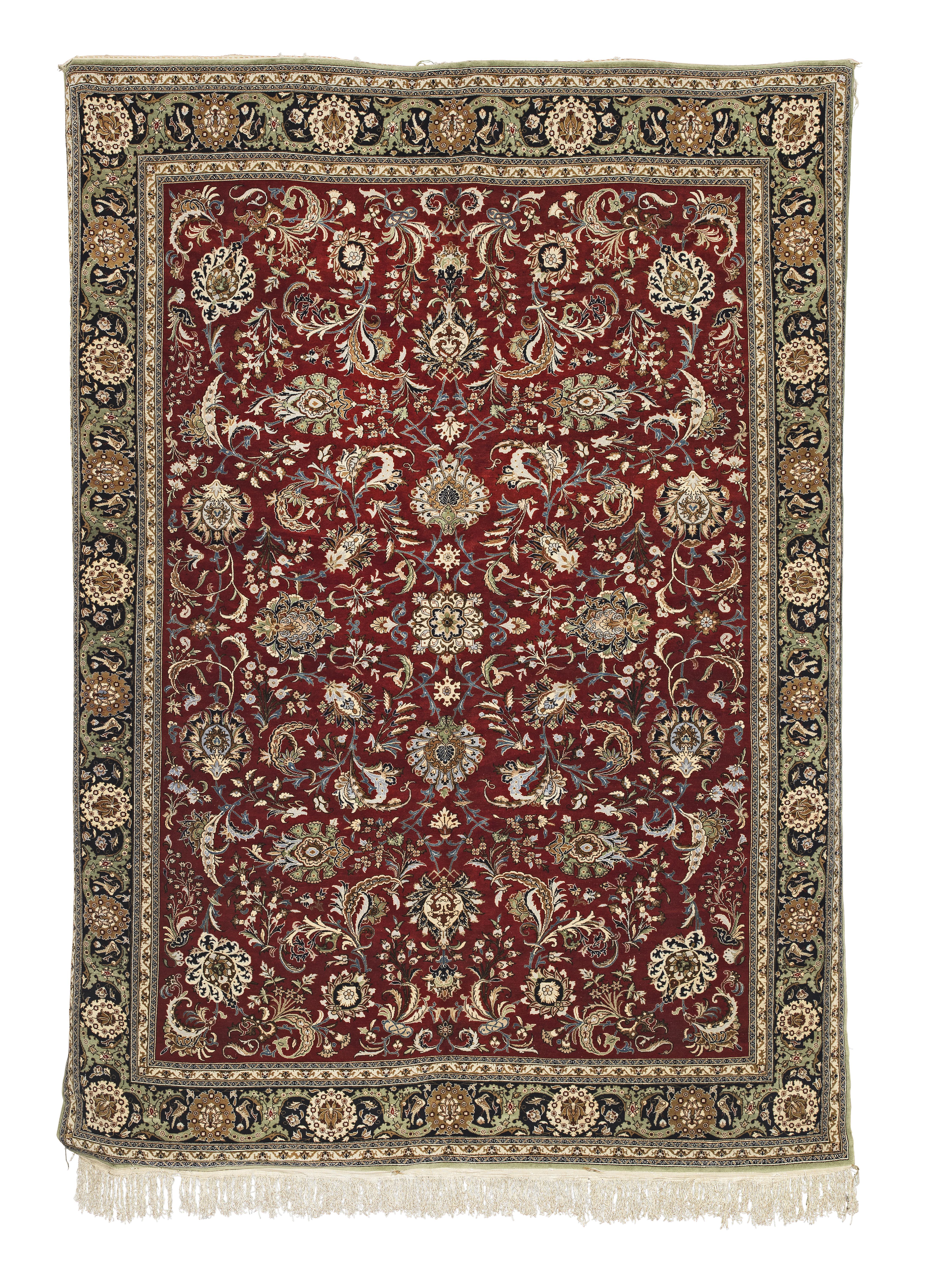 A part silk Qum carpet c.1950, Central Persia, 345cm x 240cm