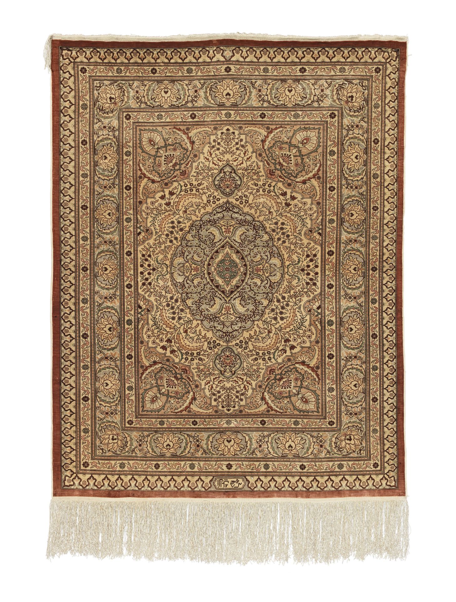 A signed silk Hereke carpet West Anatolia, 129cm x 98cm