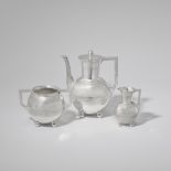 Attributed to Dr Christopher Dresser: Made by James Dixon & Sons Three-piece coffee set, no. 226...