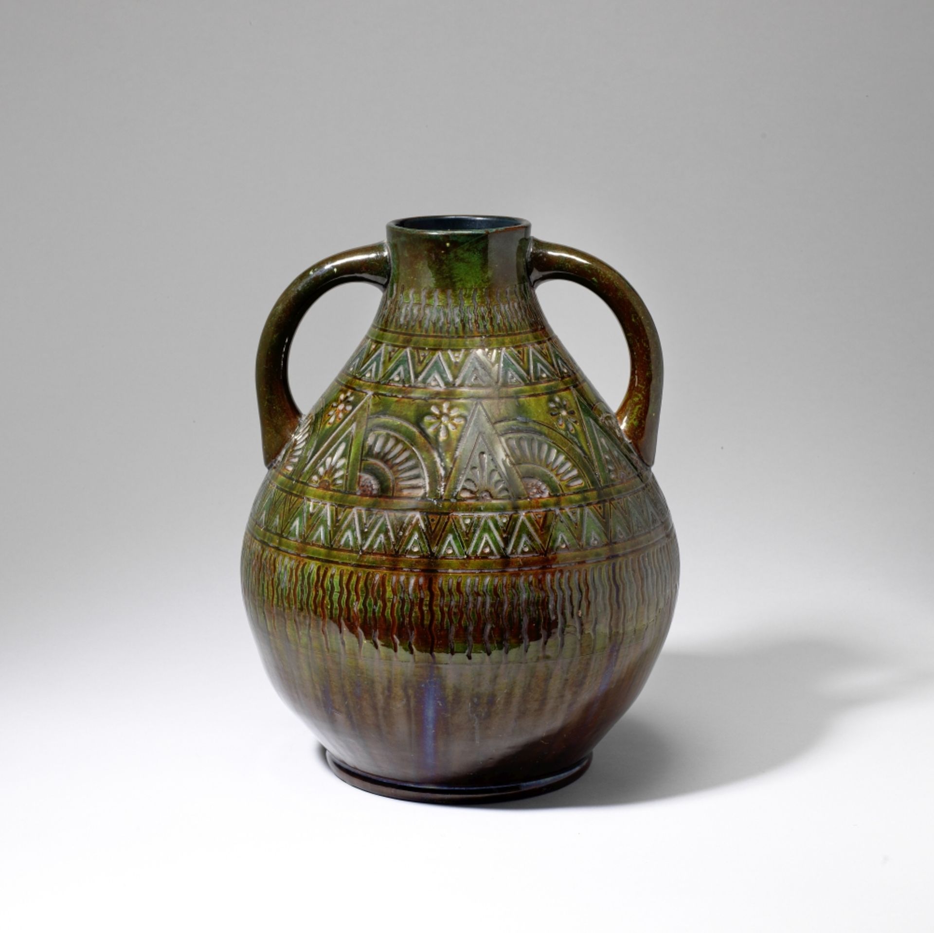 Dr Christopher Dresser: Made by Linthorpe Pottery Twin-handled vase, circa 1880