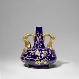 Attributed to Dr Christopher Dresser: Made by Old Hall Vase with elaborate handles, circa 1885