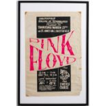 Pink Floyd Rare tour poster for St James Hall in Chesterfield, 1969