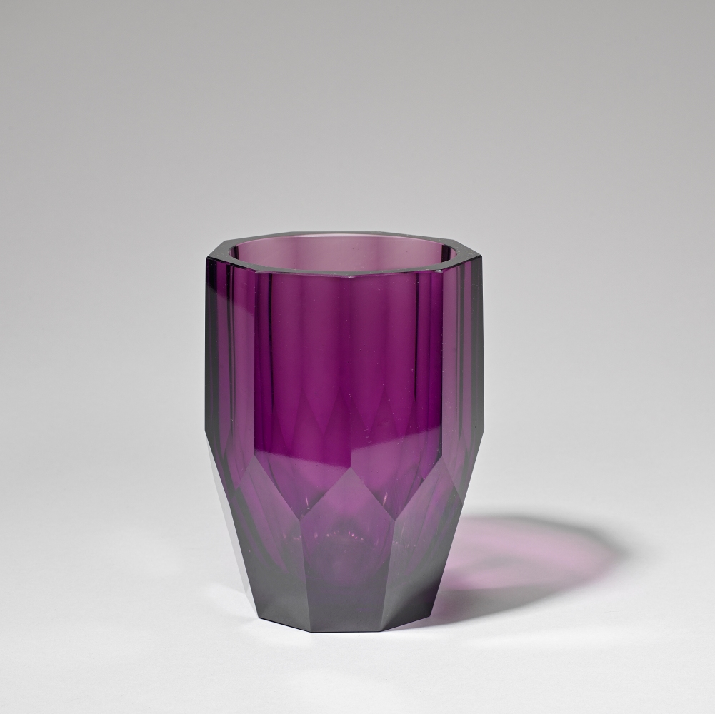 In the style of Josef Hoffmann: Possibly made by Ludwig Moser & Sohne Faceted vase, circa 1915