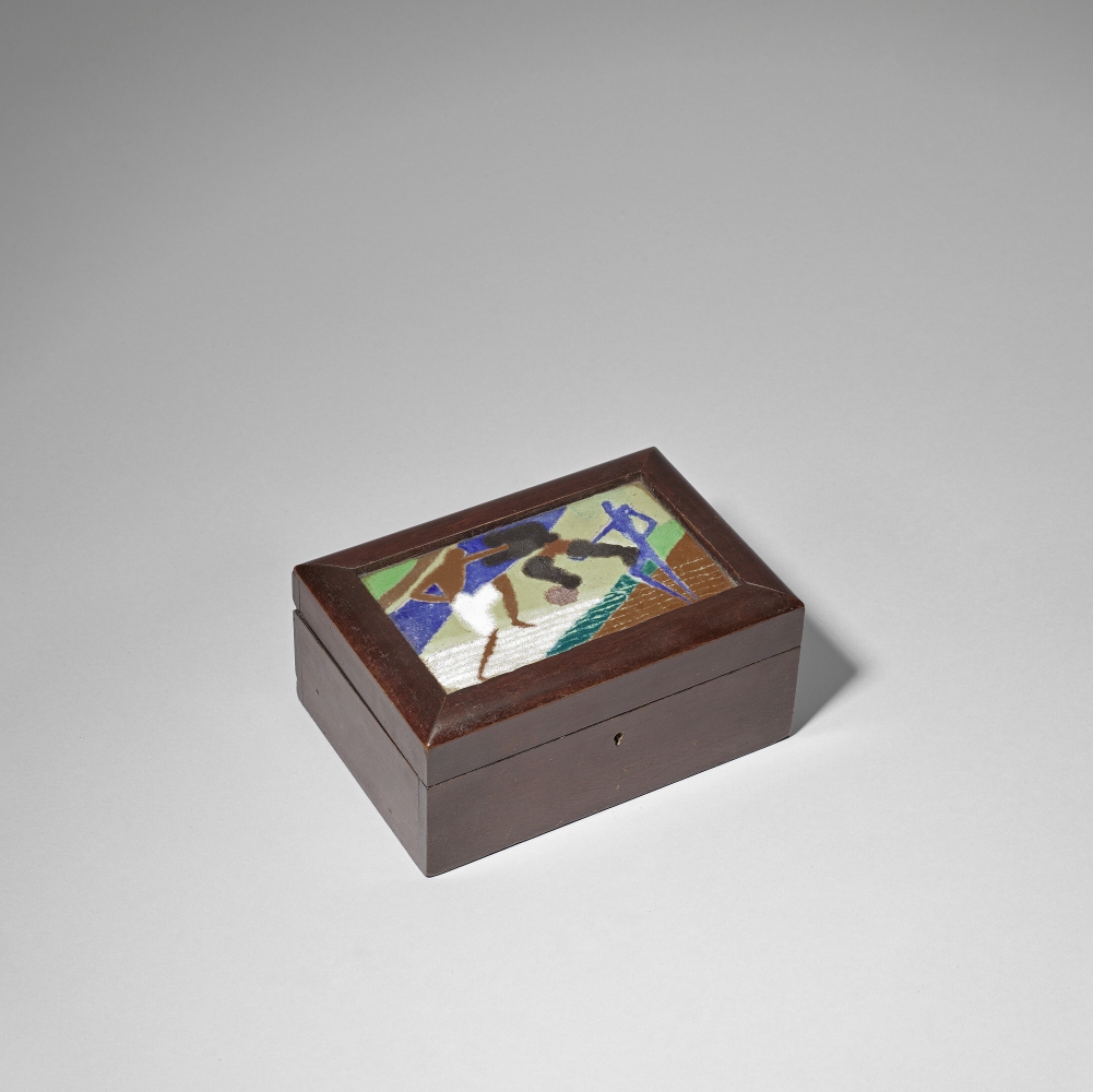 Max Snischek for Wiener Werkst&#228;tte Wooden box with enamelled top, circa 1926