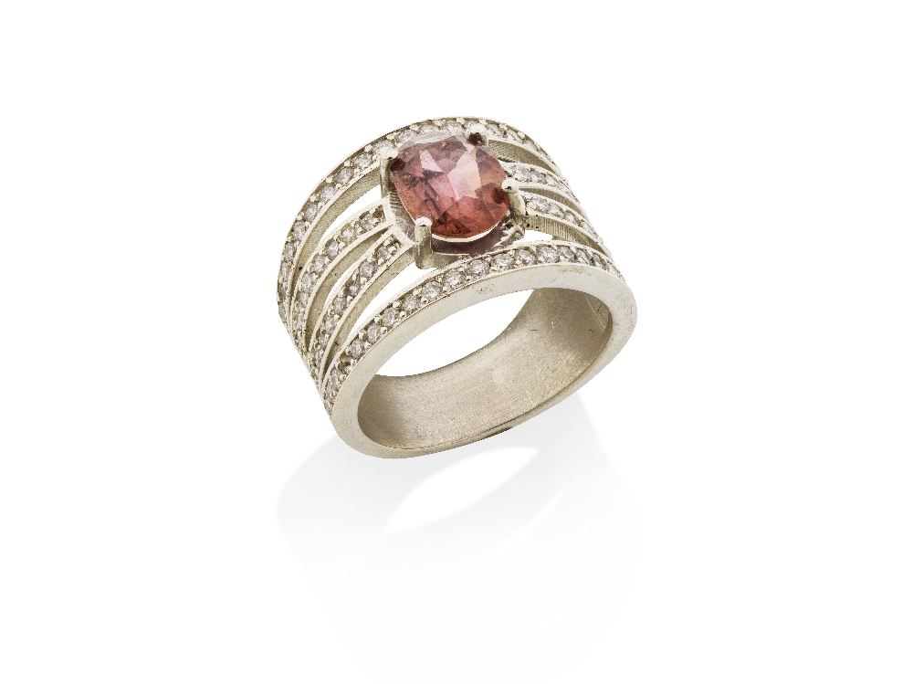 BAGUE SAPHIR PADPARADSCHA ET DIAMANTS