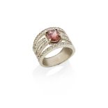 BAGUE SAPHIR PADPARADSCHA ET DIAMANTS