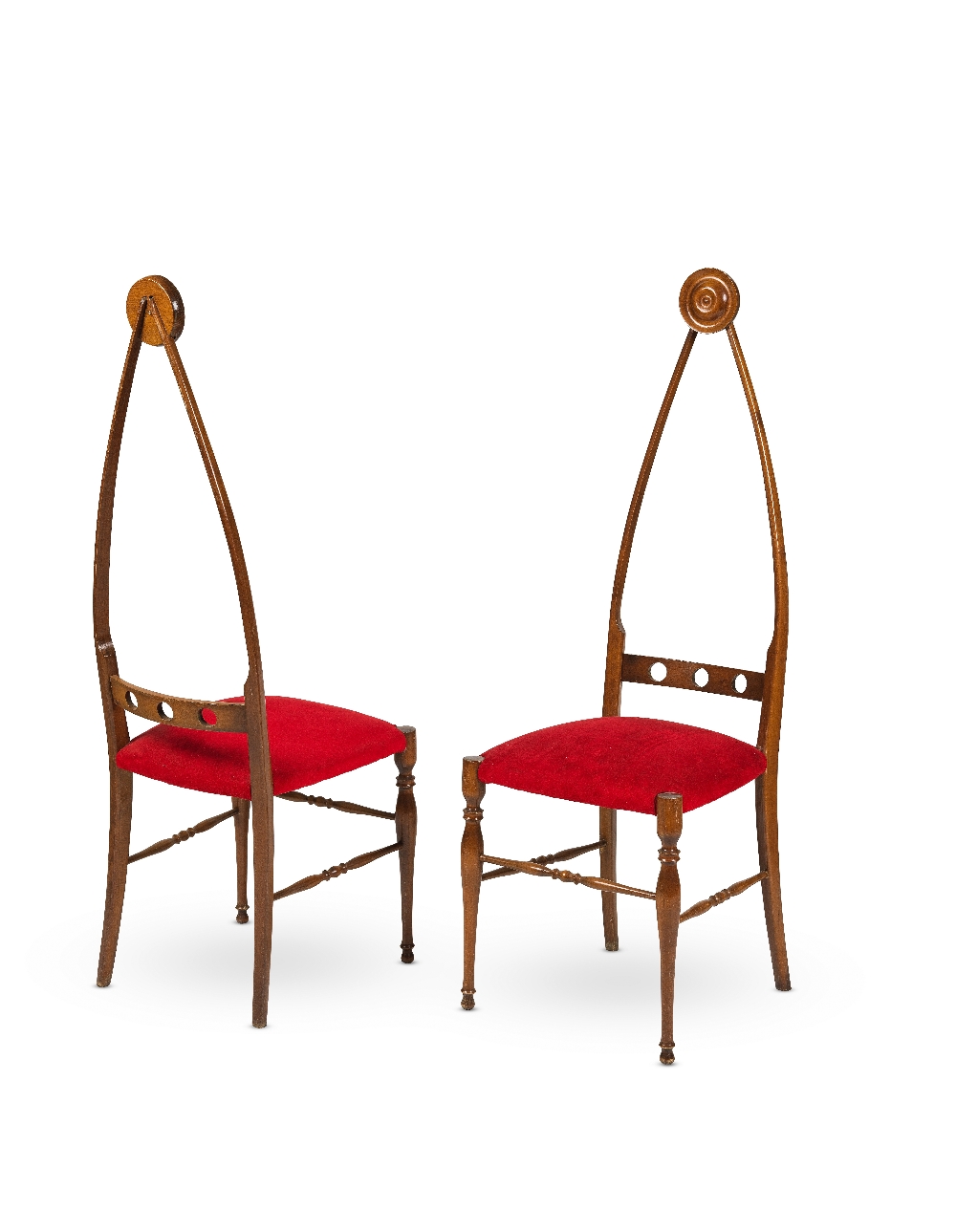 POZZI & VERGA EDITEUR Paire de chaises &#224; haut dossiercr&#233;ation circa 1950Bois, assise t...