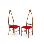 POZZI & VERGA EDITEUR Paire de chaises &#224; haut dossiercr&#233;ation circa 1950Bois, assise t...