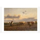 ECOLE BELGE, XIXe SIECLE, 1870 Laboureurs dans un champ