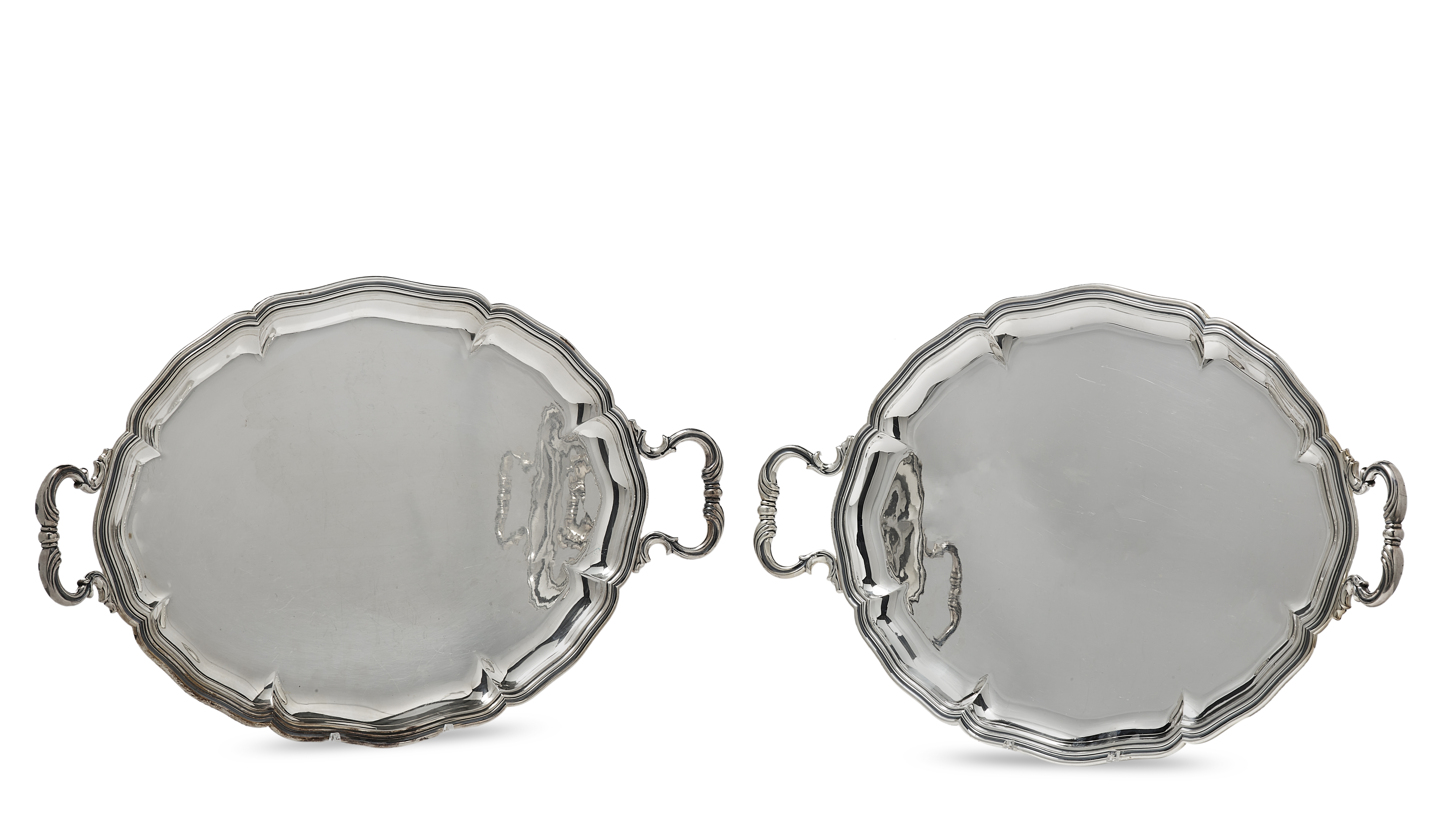 A pair of oval silver two-handled trays