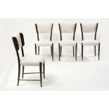 PAOLO BUFFA Suite de quatre chaisescr&#233;ation vers 1940 Bois et tissuH: 90cm.(35 7/16in.); L:...