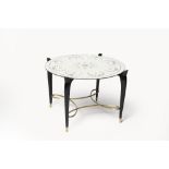 REN&#201; PROU Table basse cr&#233;ation circa 1930Bois laqu&#233; noir, laiton et verre H: 57cm...