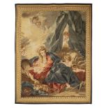 TAPISSERIE D'AUBUSSON FIGURANT LA VIERGE A L'ENFANT ET SAINT JEAN-BAPTISTE XIXe SIECLE