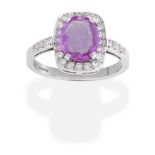 PINK SAPPHIRE AND DIAMOND RING,