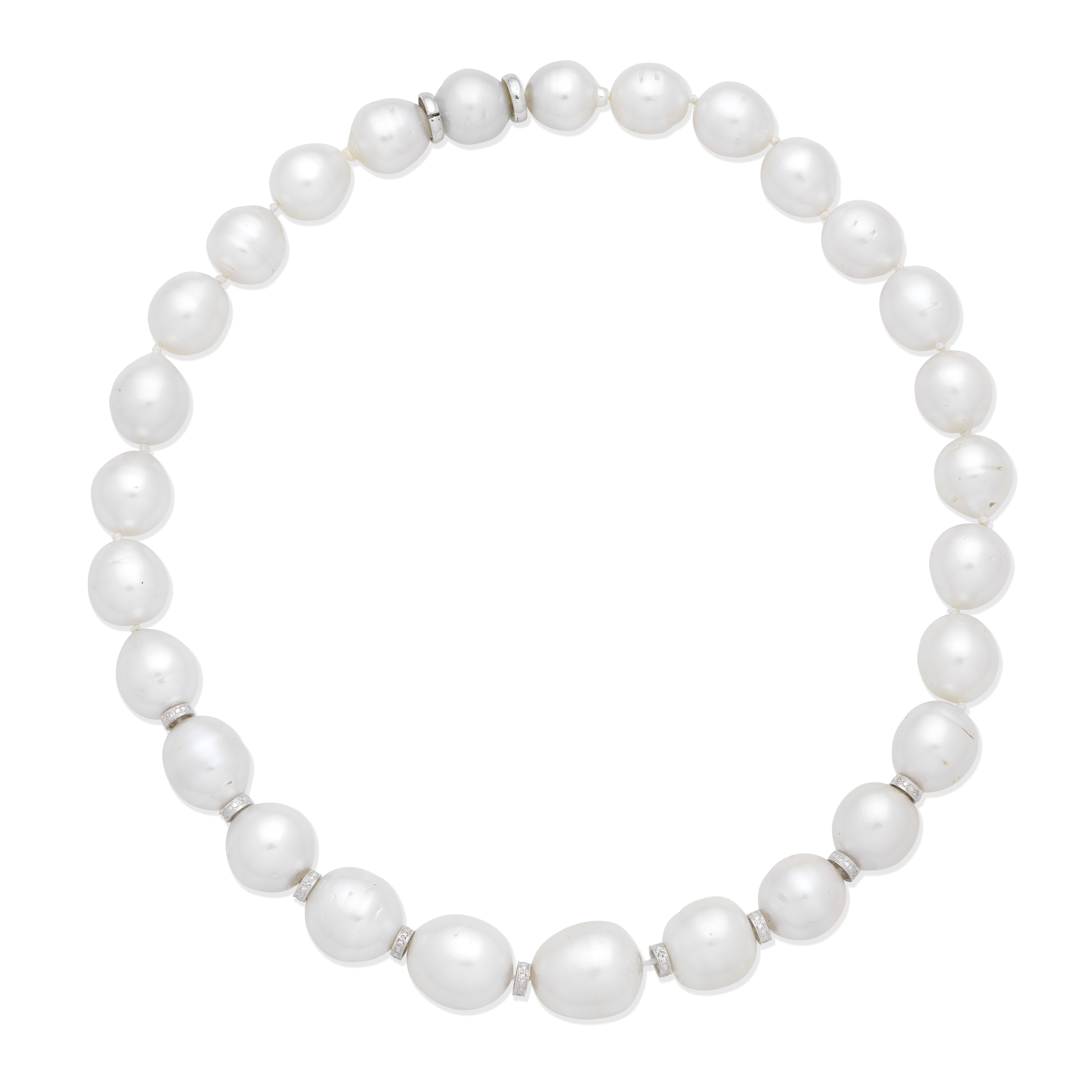 CULTURED PEARL AND DIAMOND NECKLACE