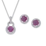 RUBY AND DIAMOND-SET PENDANT/NECKLACE EARRINGS (2)