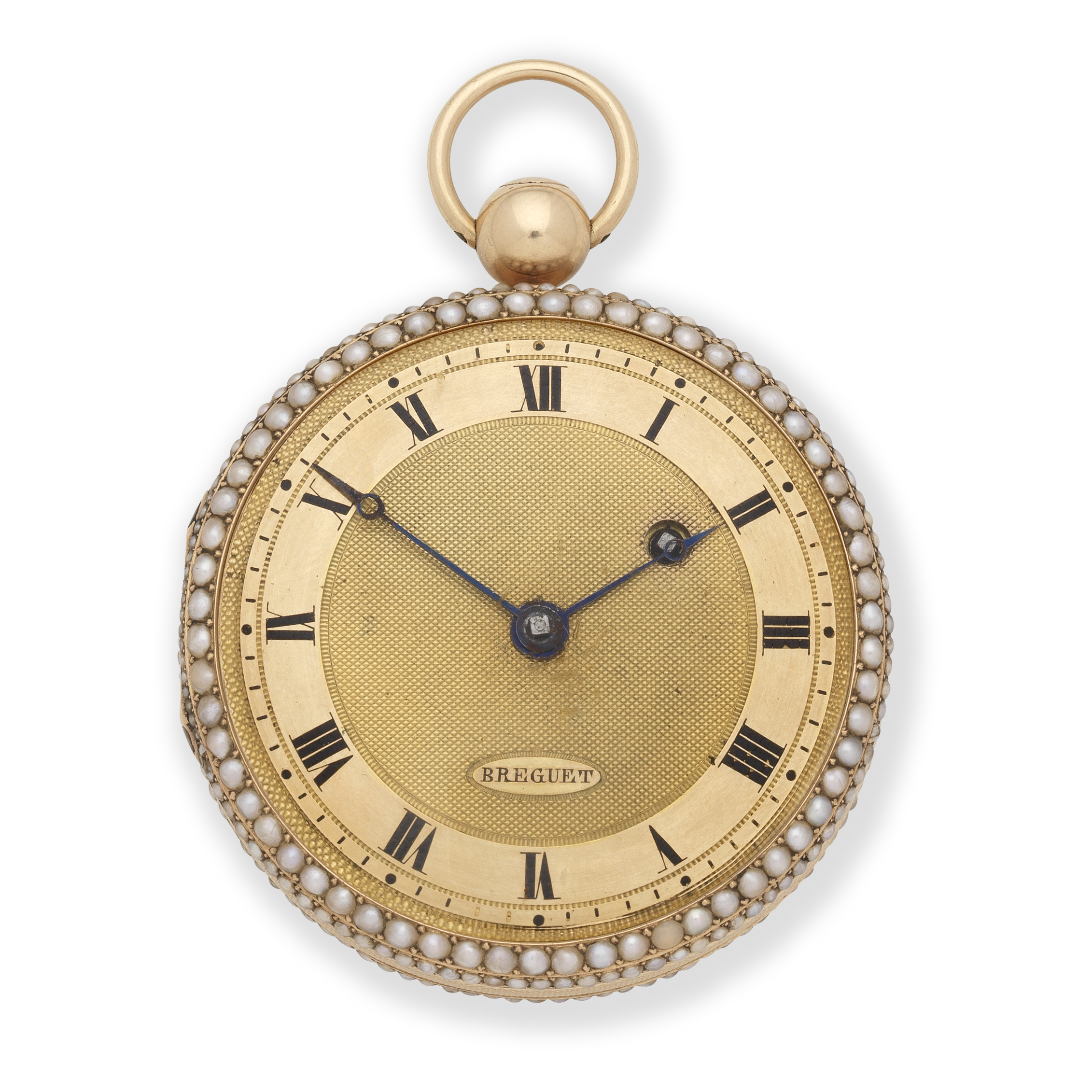 A continental gold and seed pearl key wind open face pocket watch Circa 1830