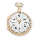 Les Fr&#232;res Autran, A Paris. A continental gold key wind open face repeating pocket watch Ci...