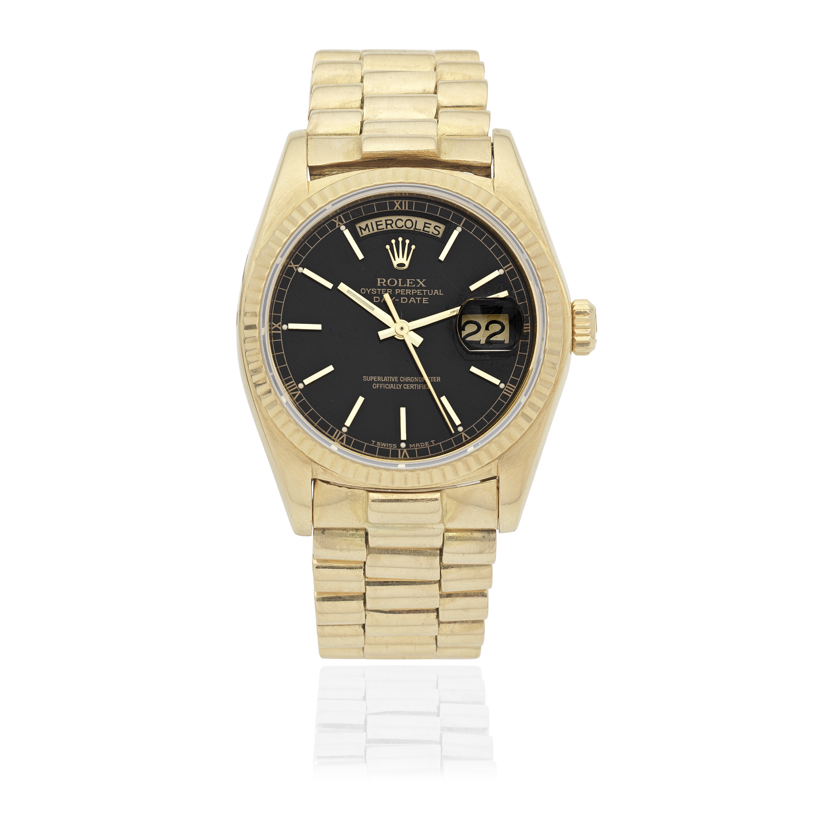 Rolex. An 18K gold automatic calendar bracelet watch Day-Date, Ref: 18038/18000, Circa 1979