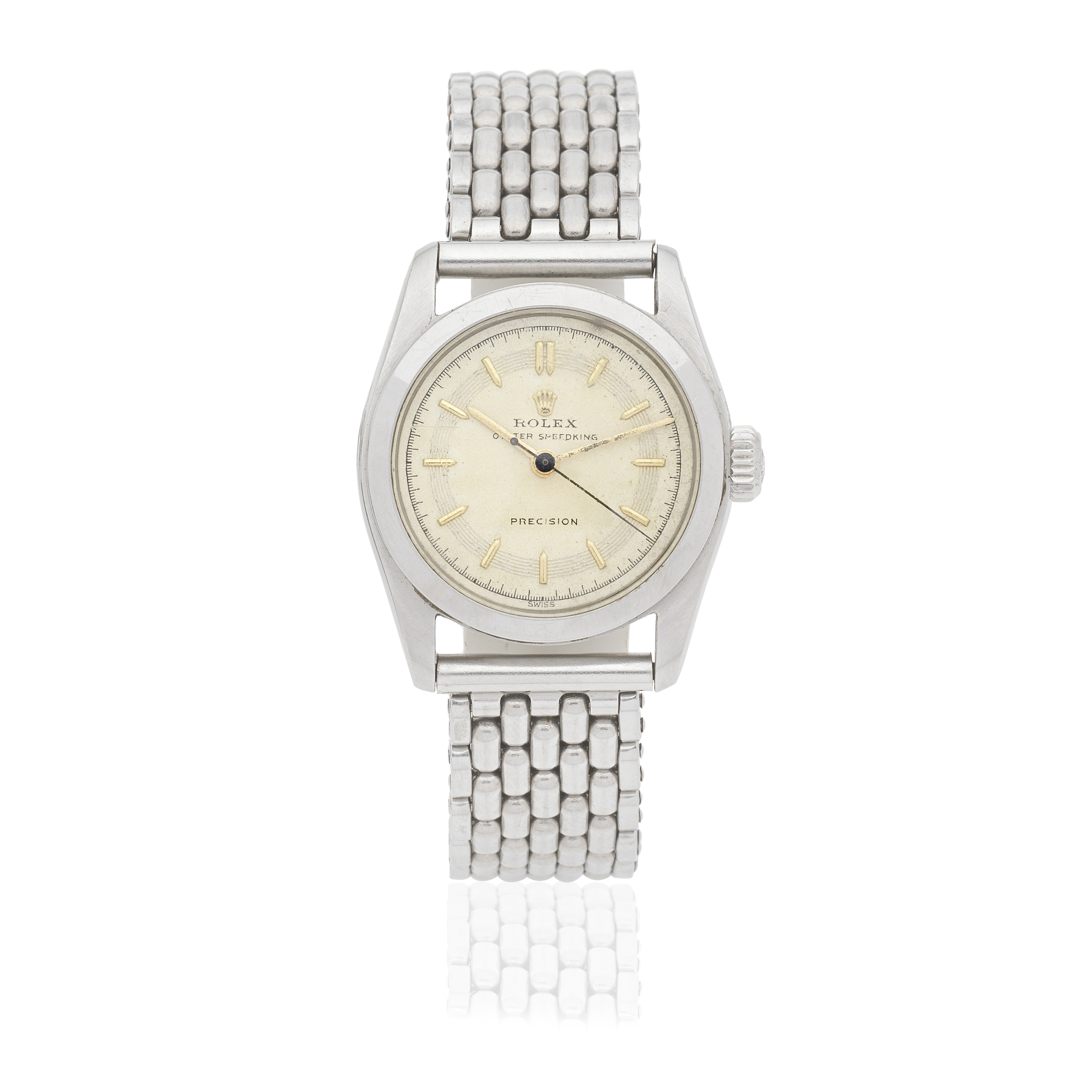 Rolex. A stainless steel manual wind bracelet watch Oyster Speedking, Ref: 6056, Circa 1953