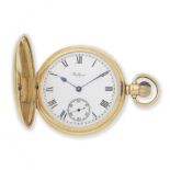 Waltham. An 18K gold keyless wind full hunter pocket watch Birmingham Hallmark for 1920