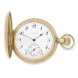 Elgin. An 18K gold keyless wind full hunter pocket watch Chester Hallmark for 1919