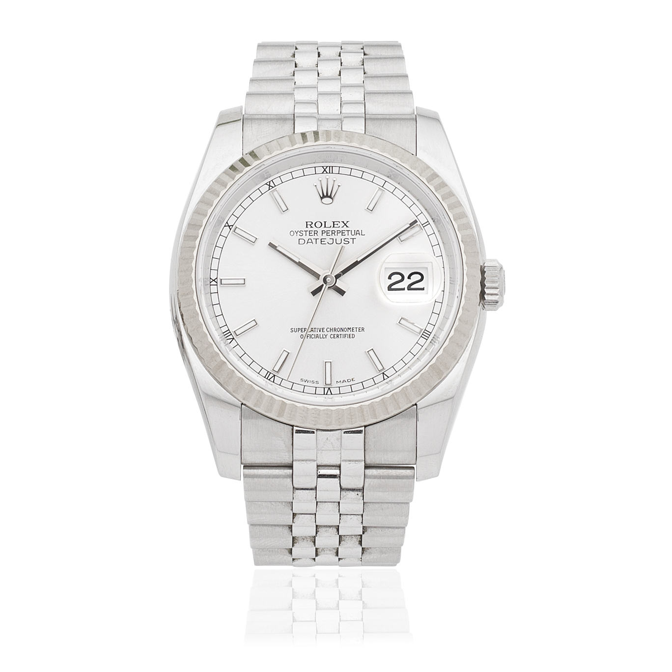 Rolex. A stainless steel and 18K white gold automatic calendar bracelet watch Datejust 36, Ref:...