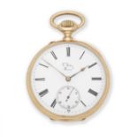 F.R&#246;tig, Le Havre. An 18K gold keyless wind open face pocket watch Circa 1890