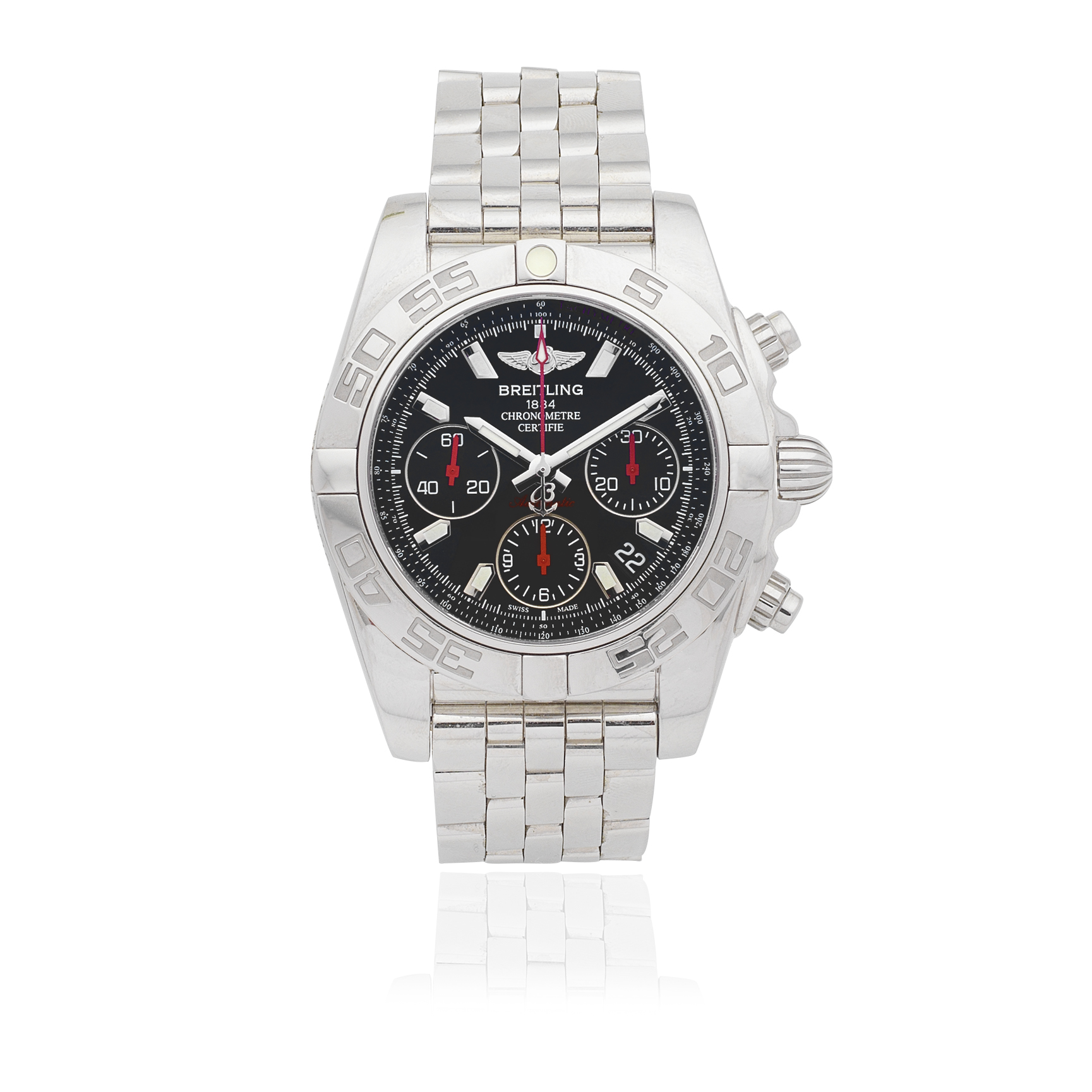 Breitling. A Limited Edition stainless steel automatic calendar chronograph bracelet watch Chro...