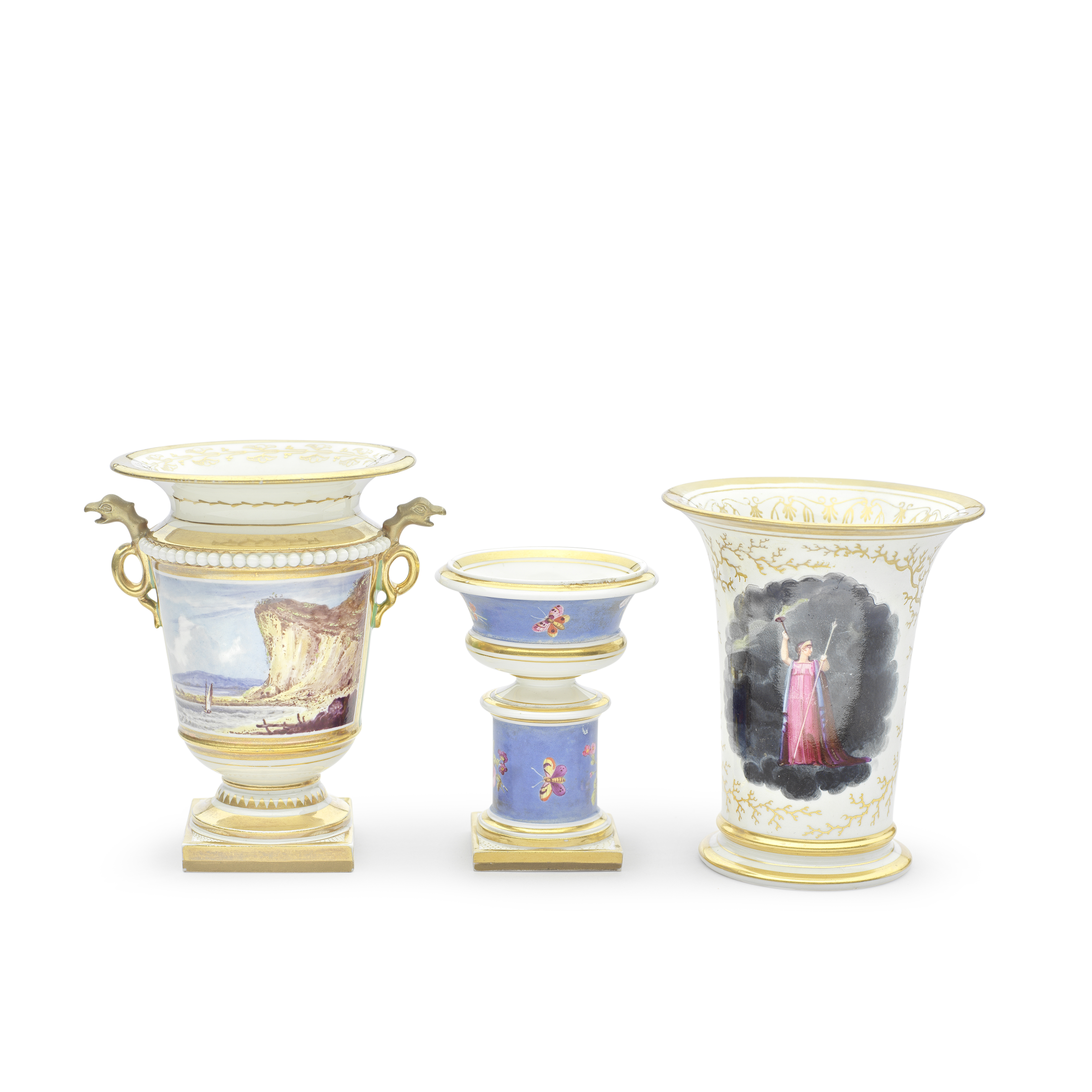 Three Flight, Barr and Barr Worcester vases, circa 1815-30