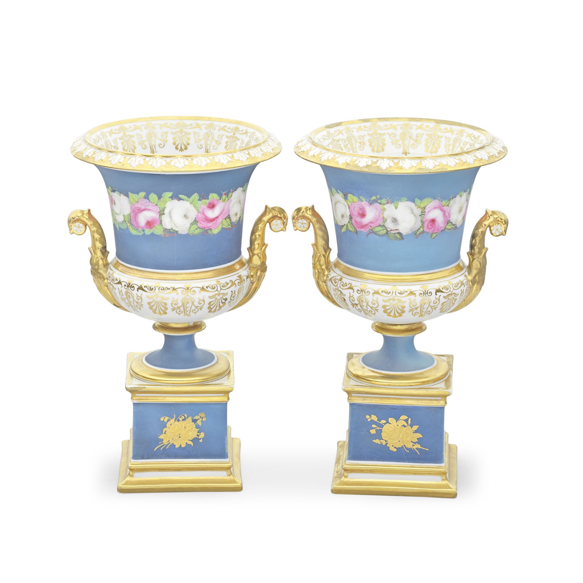 A pair of unusual Flight, Barr and Barr Worcester vases, circa 1830