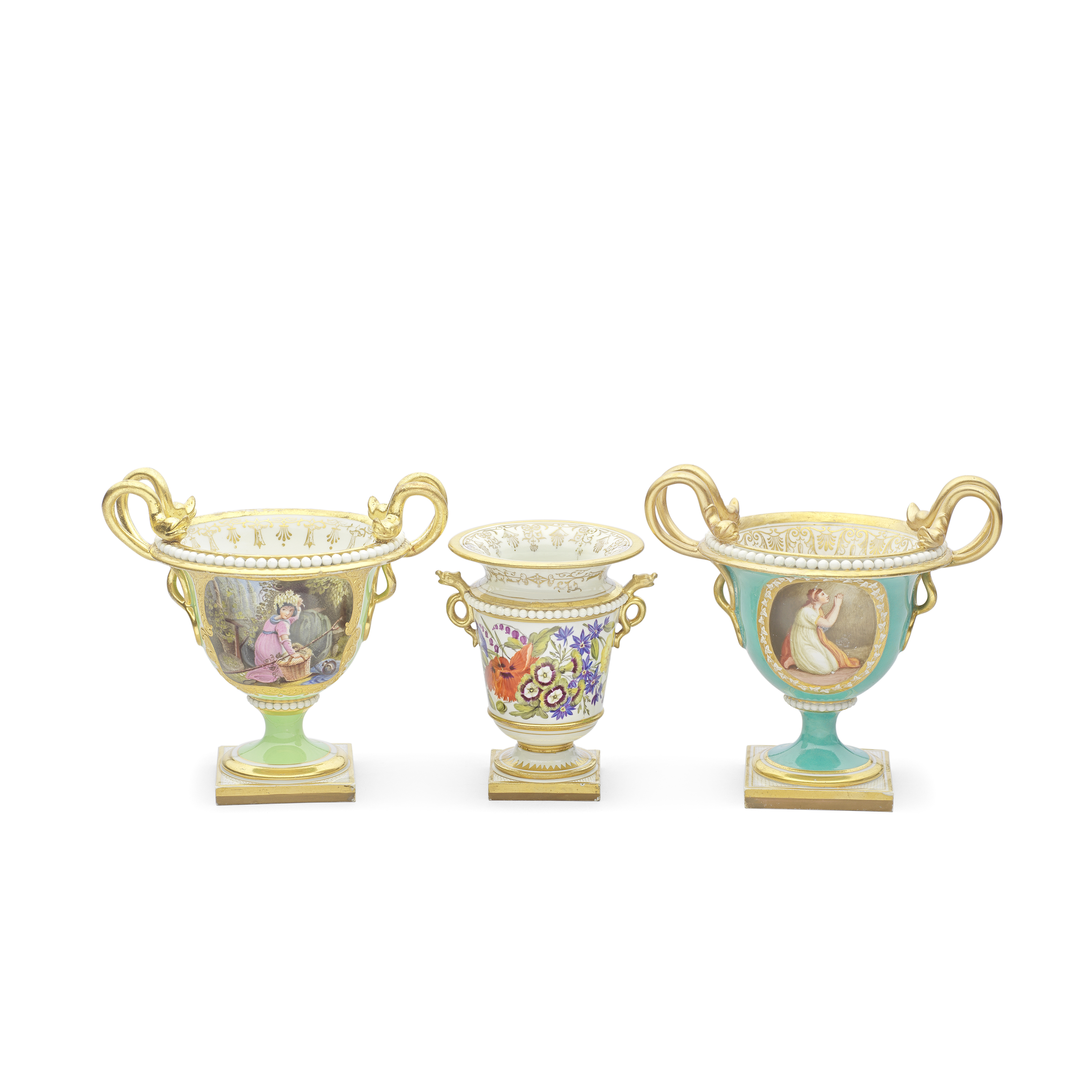 Three Flight, Barr and Barr Worcester vases, circa 1815-25