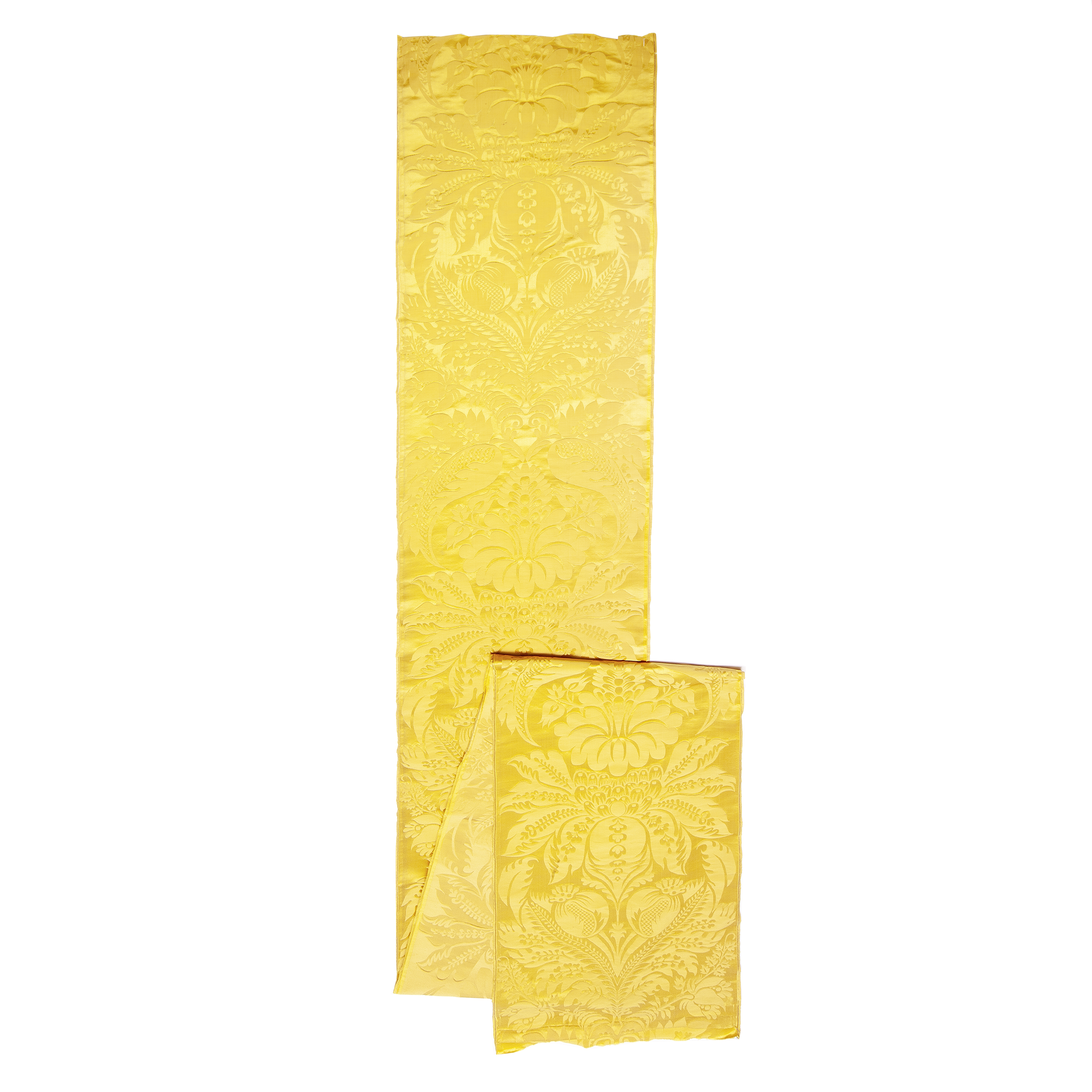 A length of yellow damask silk 19th century, probably French