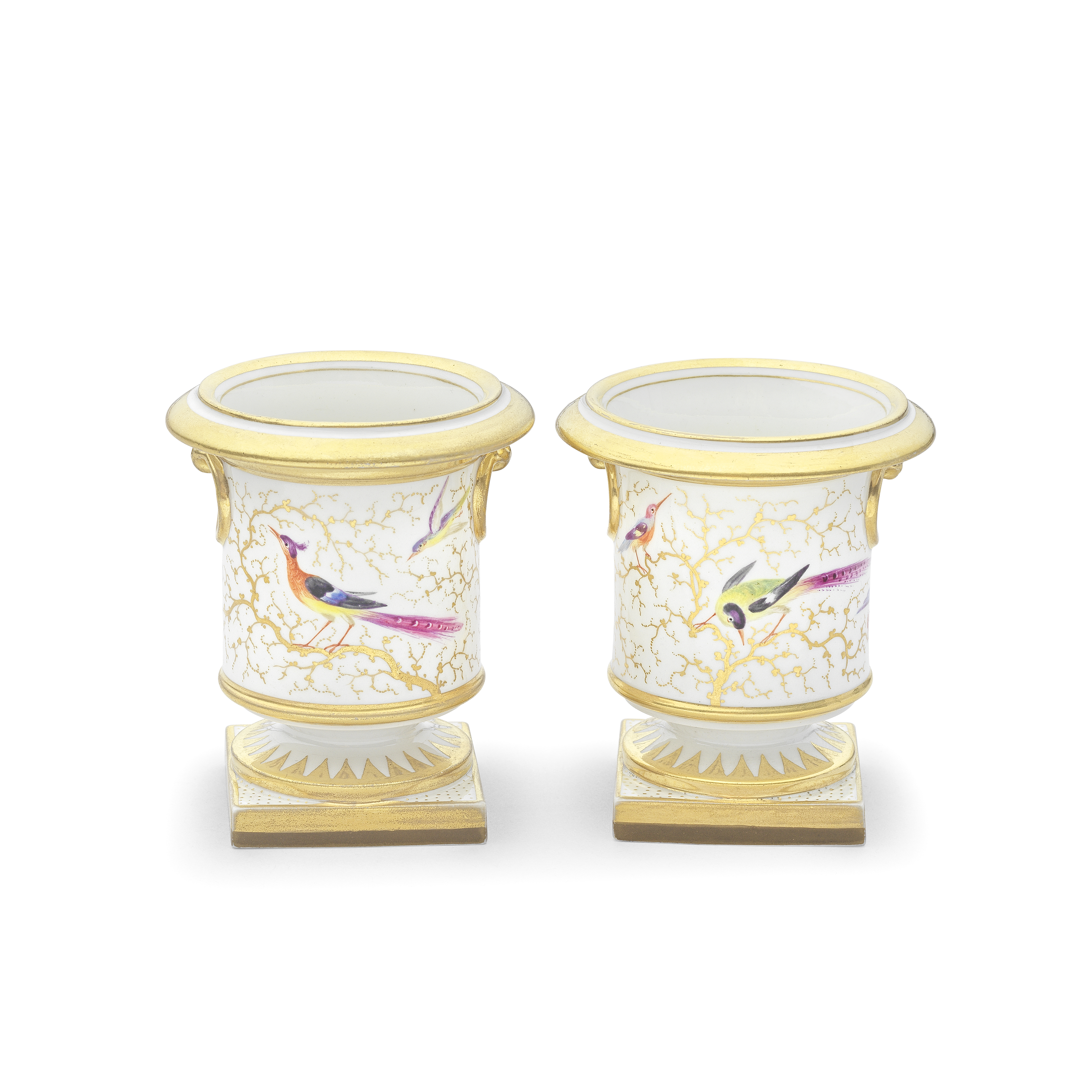 A pair of small Flight, Barr and Barr Worcester spill vases, circa 1825