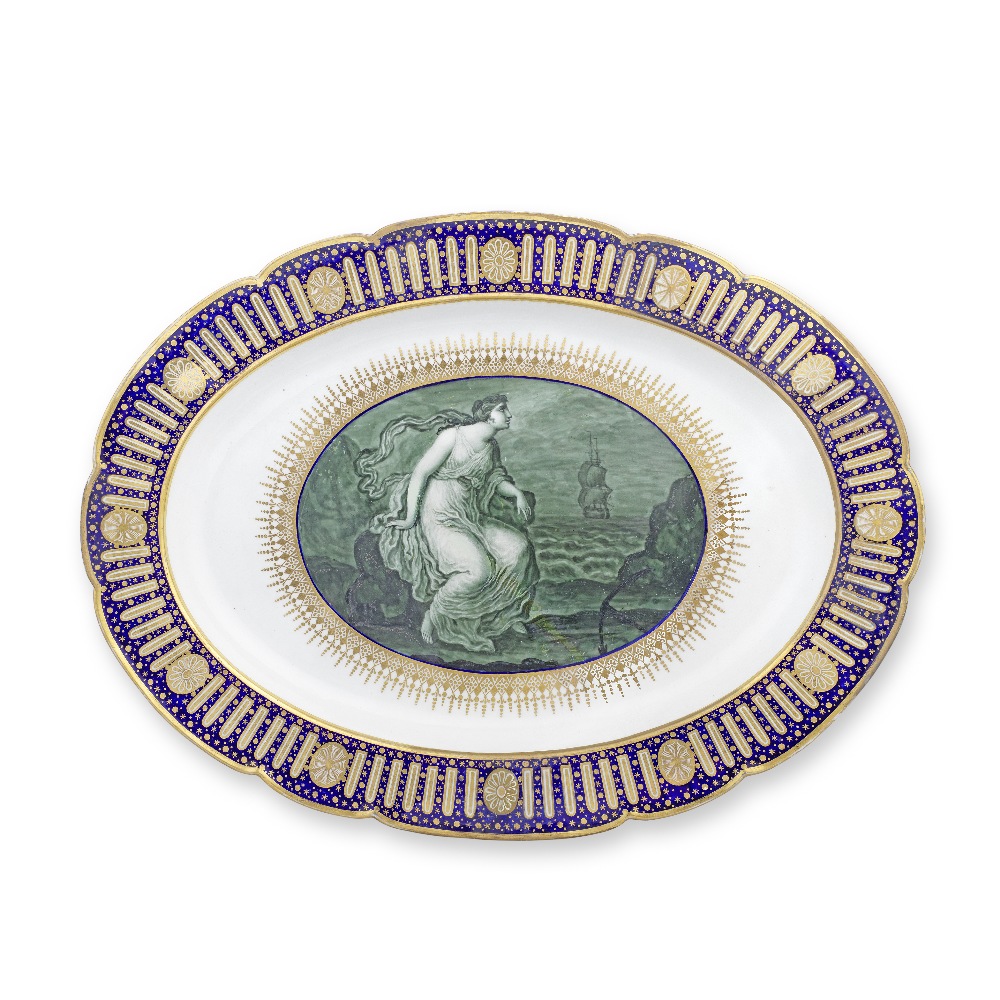 A very large Flight Worcester platter from the 'Hope Service', circa 1790