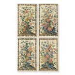 A set of four needlework panels Mid-18th century, French