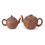 Two Staffordshire redware punch-pots and covers 18th century